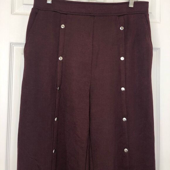 T by Alexander Wang burgundy red snap front jogger pants with pockets - Picture 3 of 16